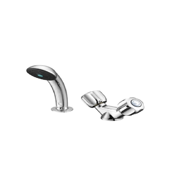 Armitage Shanks Starlite 1 hole hairdressers washbasin mixer with metal handles, flexible 1.5m hose, handspray and metal sleeve. (inlets plain 10mm copper pipe). S7450AA