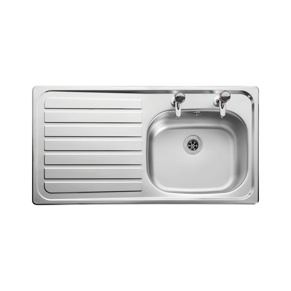 Leisure Lexin Stainless Steel 2 Tapholes Kitchen Sink 1.0 Bowl, Left Drainer Le95L