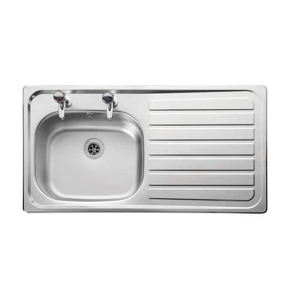 Leisure Lexin Stainless Steel 2 Tapholes Kitchen Sink 1.0 Bowl, Right Drainer Le95R