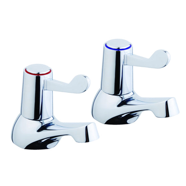 Lever Basin Pillar Taps Chrome Plated