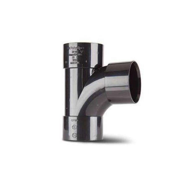 Polypipe Waste Solvent Weld Abs 92.5 Inch Swept Tee Black 40mm Ws22B