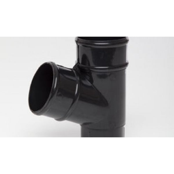 Polypipe Half Round Rainwater System 68mm Downpipe 112.5 Degree Pipe Branch Black RR129B