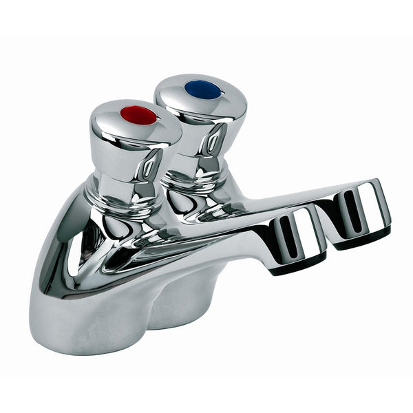 Self Close Basin Pillar Taps Pair Chrome Plated 604610