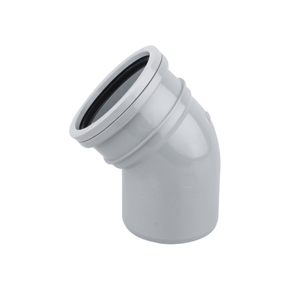 Wavin OsmaSoil 110mm Ringseal Single Socket Bend 45 Degree 4S163 Grey