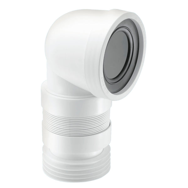 McAlpine 90 Degree Flexible Wc Connector White (Short) Wc-Con8F18