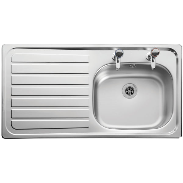 Leisure Lexin Stainless Steel 2 Tapholes Kitchen Sink 1.0 Bowl, Left Drainer Ln95L
