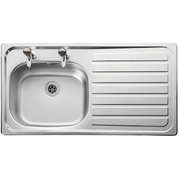 Leisure Lexin Stainless Steel 2 Tapholes Kitchen Sink 1.0 Bowl Right Drainer