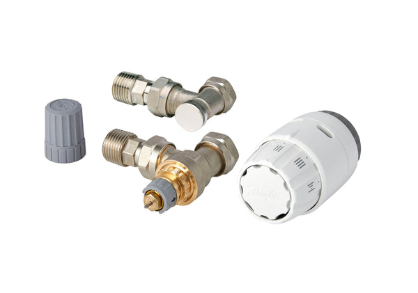 Danfoss Ras-C2 Angled Thermostatic Radiator Valve And Lockshield 15mm 013G600500