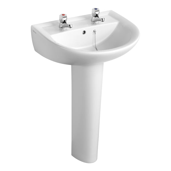 Armitage Shanks Sandringham 21 55cm 2 taphole washbasin without overflow and chainstay hole E895101