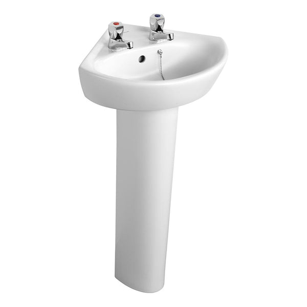 Armitage Shanks Sandringham 21 2 taphole corner wahbasin with overflow and chainstay hole E894201