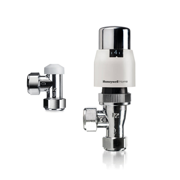 Honeywell Home Valencia Classic TRV + Lockshield 15mm Angled Body VTL200-15A