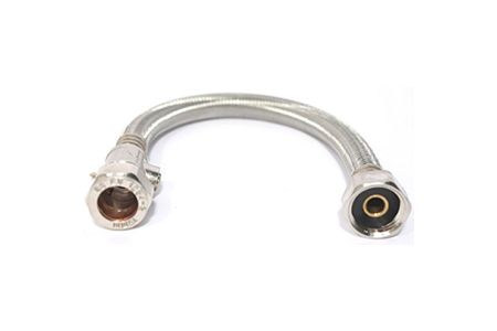 Plumbright Compression x Union Nut with Service Valve Flexible Hose 15mmx1/2", 300mm (Braided Pair) JLIV1512-30