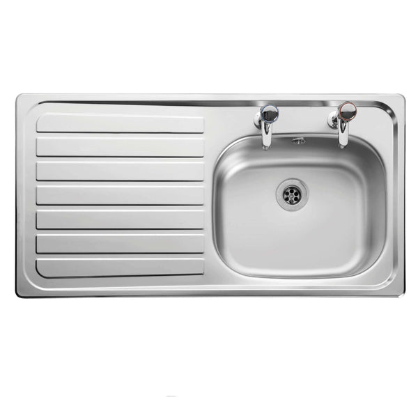 Iflo Stainless Steel 2 Tapholes Kitchen Sink 1.0 Bowl, Left Drainer