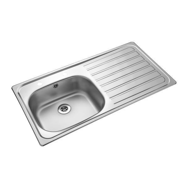 Iflo Stainless Steel 2 Tapholes Kitchen Sink 1.0 Bowl, Right Drainer