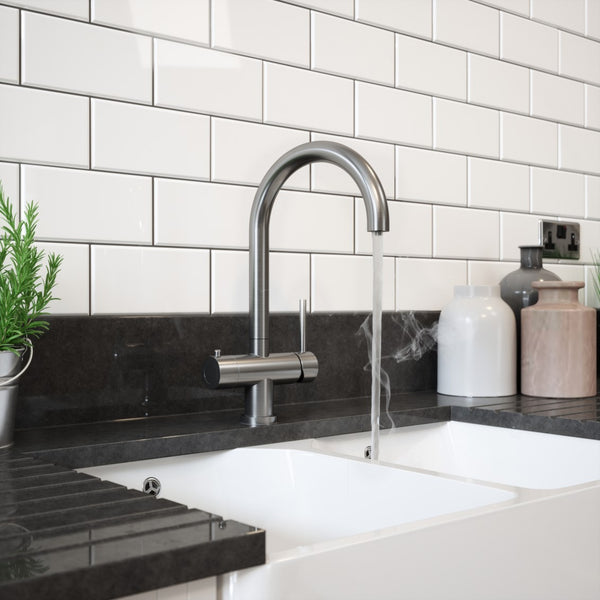 Francis Pegler Brushed Steel 4 Way Hot Water Kitchen Tap
