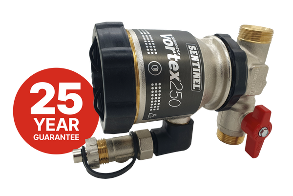 Sentinel Eliminator Vortex 250 Flush Brass Filter . Full brass body and T-piece.. ELIMV250-FLU22-BRA
